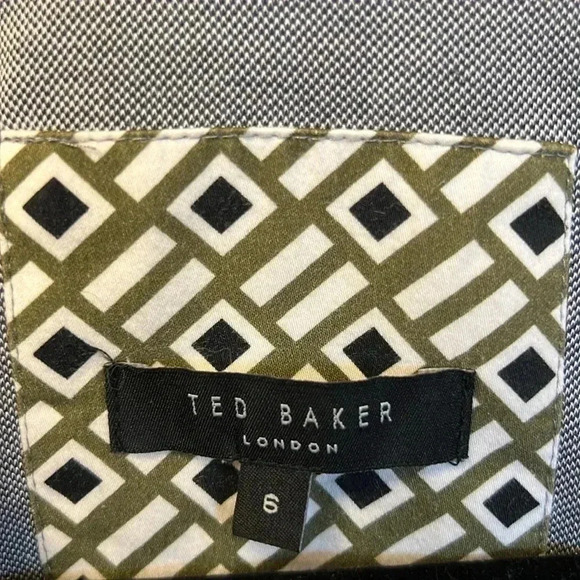 TED BAKER LONDON Hawka Short Sleeve Polo Grey Olive sz 6/Lg Golf Pickle Ball - Picture 2 of 10